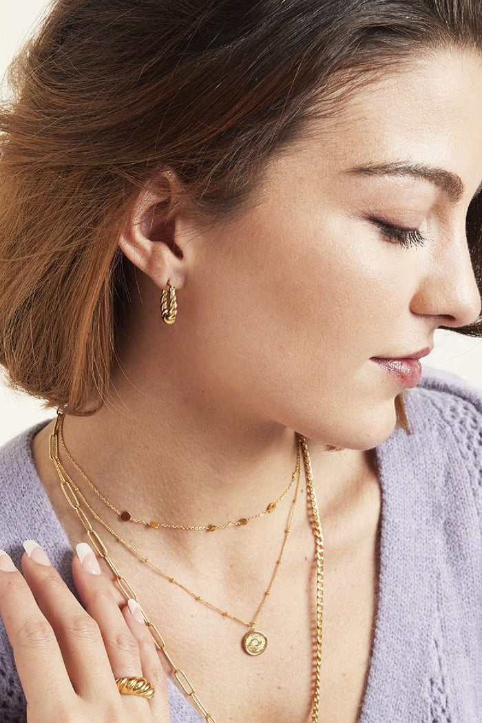 Earrings Dangling Twist Gold Color Stainless Steel h5Picture3